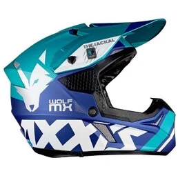 AXXIS MX803 Wolf Jackal Matt Blue мотошлем кроссовый эндуро синий матовый