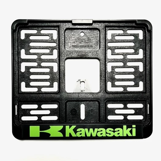 Рамка для номера мотоцикла нового образца Kawasaki зеленая 190*145мм