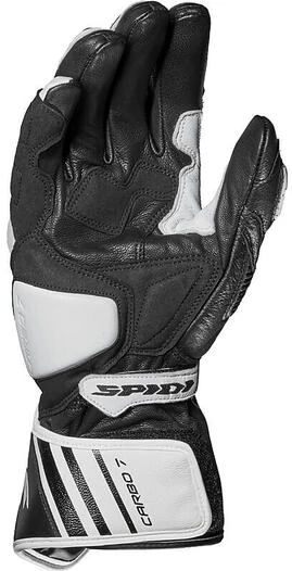 Spidi CARBO 7 Racing Leather Motorcycle Gloves Black White