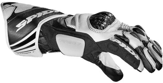 Spidi CARBO 7 Racing Leather Motorcycle Gloves Black White