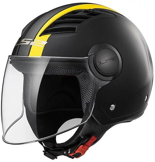 Moto Jet Мотошлем OF562 Ls2 Airflow Long With визор Long Metropolis Black Yellow Hy vision (размер: s)