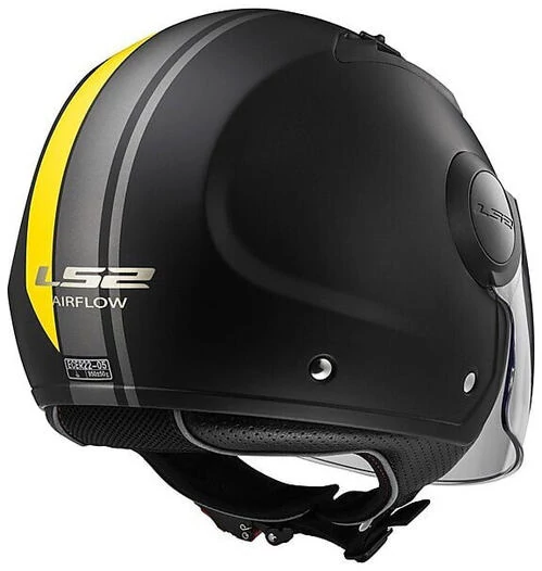 Moto Jet helmet OF562 Ls2 Airflow Long With Visor Long Metropolis Black Yellow Hy vision