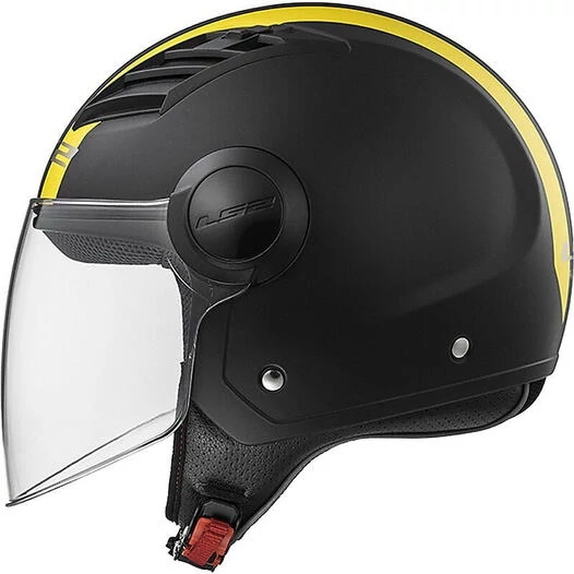 Moto Jet helmet OF562 Ls2 Airflow Long With Visor Long Metropolis Black Yellow Hy vision