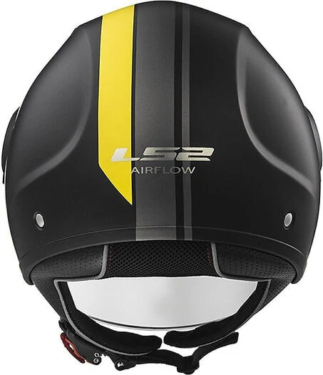 Moto Jet helmet OF562 Ls2 Airflow Long With Visor Long Metropolis Black Yellow Hy vision