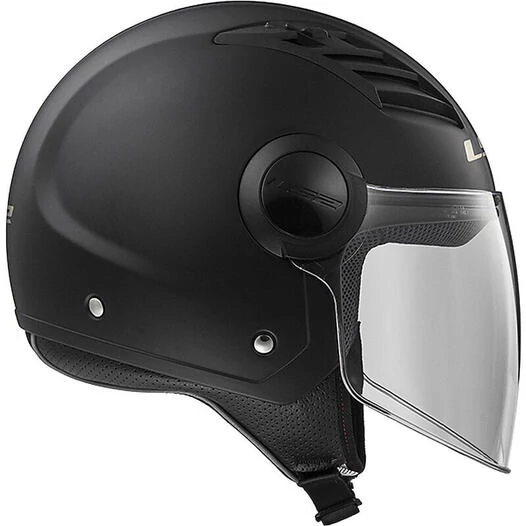 Moto Jet helmet OF562 Ls2 Airflow Long With Visor Long Metropolis Black Yellow Hy vision