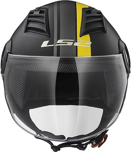 Moto Jet helmet OF562 Ls2 Airflow Long With Visor Long Metropolis Black Yellow Hy vision
