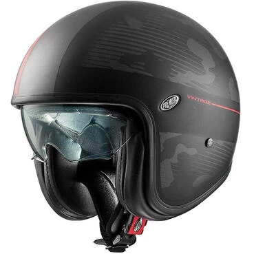 Motorcycle Мотошлем Jet Premier VINTAGE DX 92 BM Matt Gray Red