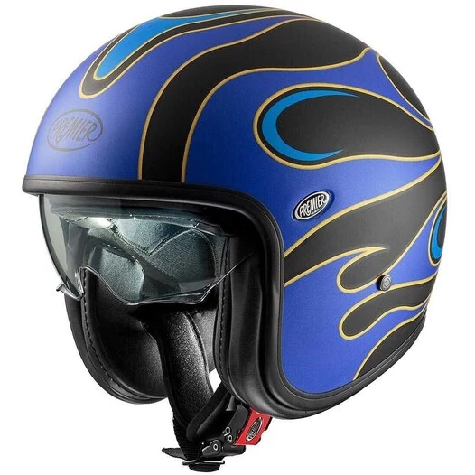 Motorcycle Мотошлем Jet Premier VINTAGE FR 12 BM Matt Blue Black (размер: s)