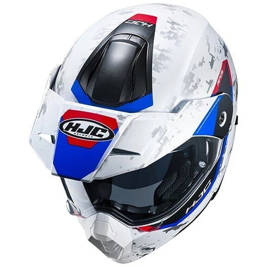 Touring Modular Motorcycle Helmet HJC C80 BULT MC21SF White Blue Red Matt