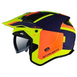 MT Helmets District SV S Analog Open Face Helmet Matt Fluo Yellow / Dark Blue / Orange