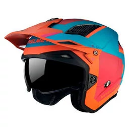 MT Helmets District SV S Analog Open Face Helmet Matt Orange / Light Blue