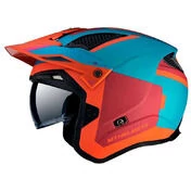 MT Helmets District SV S Analog Open Face Helmet Matt Orange / Light Blue
