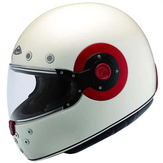SMK Retro Full Face Helmet Glossy White / Red (размер: m)