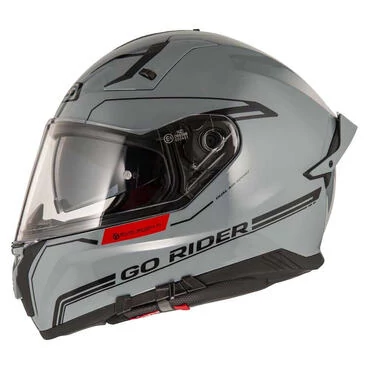 NZI Go Rider Stream Solid Full Face Helmet Nouveau Grey