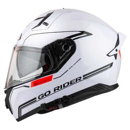 NZI Go Rider Stream Solid Full Face Helmet Nouveau White