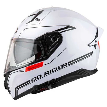 NZI Go Rider Stream Solid Full Face Helmet Nouveau White