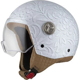 NZI Zeta 2 Open Face Helmet Matt Brocado White