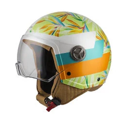 NZI Zeta 2 Open Face Helmet Matt Lime Leaves