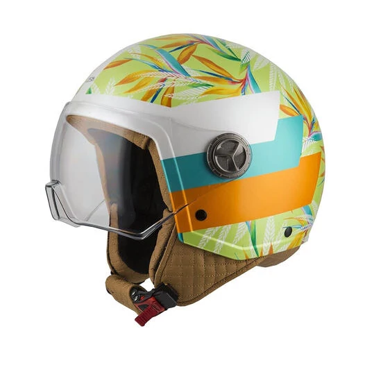 NZI Zeta 2 Open Face Helmet Matt Lime Leaves (размер: xl)