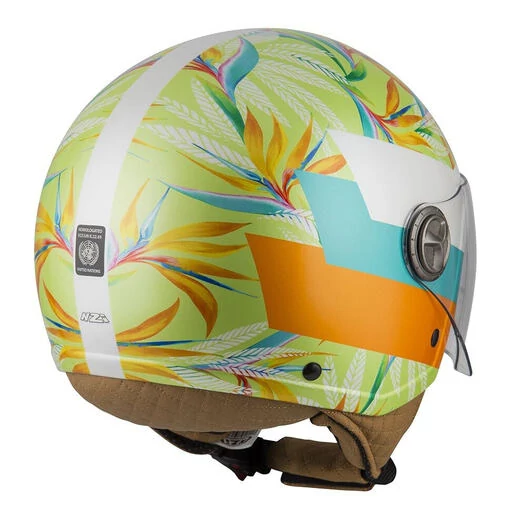 NZI Zeta 2 Open Face Helmet Matt Lime Leaves