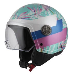 NZI Zeta 2 Open Face Helmet Matt Blue Leaves