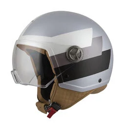 NZI Zeta 2 Open Face Helmet Matt Bandi Pale Titanium / Black