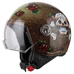 NZI Zeta 2 Open Face Helmet Skull ´N Roses