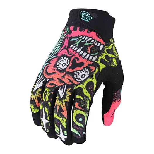 Troy Lee Designs Air Skull Demon мотоперчатки Orange Зеленый