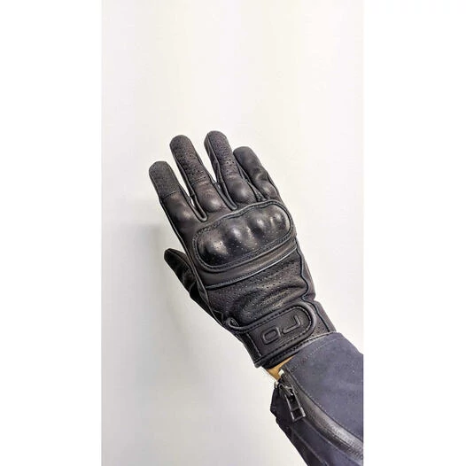 Oj Atmospheres STONE Black Summer Leather Motorcycle Gloves