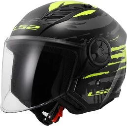 Ls2 OF616 AIRFLOW 2 BRUSH Jet Motorcycle Мотошлем Black Yellow Fluo