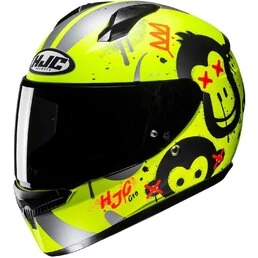 Full Face Child Motorcycle Мотошлем Hjc C10 GETI MC3HSF Yellow Fluo Matt Black