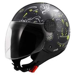 LS2 OF558 Sphere Lux II Maxca Open Face Helmet Black / High Vision Yellow