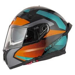 NZI Go Rider Stream Quadri full face helmet Black / Orange / Green Matt (размер: 2xl)