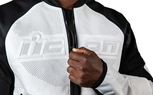 Icon Overlord 3 Leather White мотокуртка белая (размер: m)