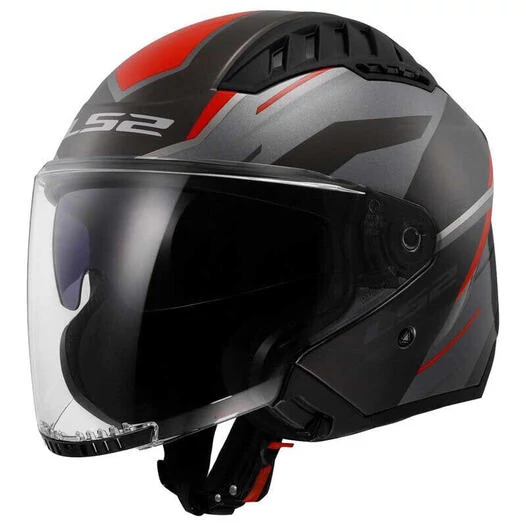 LS2 OF600 Copter II Diston open face helmet Красно-серый