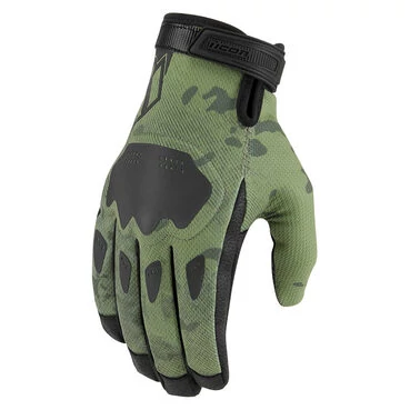 Icon Hooligan CE Green Camo мотоперчатки зеленые