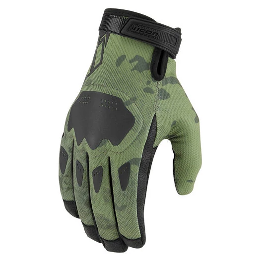 Icon Hooligan CE Green Camo мотоперчатки зеленые (размер: s)