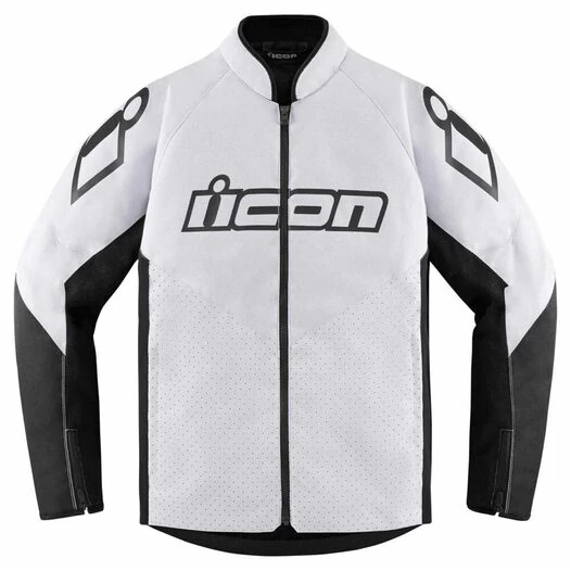Icon Hooligan CE мотокуртка белая с черными вставками