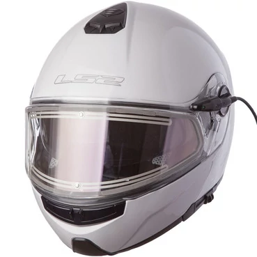 LS2 FF325 Strobe Electric Snow мотошлем зимний снегоходный белый с электрическим визором