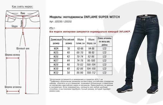 Inflame Super Witch мотоджинсы женские синие