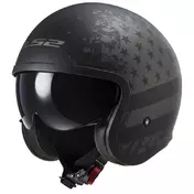 LS2 OF599 Spitfire II open face helmet Matt Black Flag