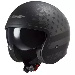LS2 OF599 Spitfire II open face helmet Matt Black Flag