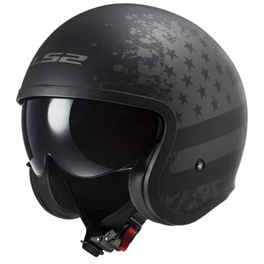 LS2 OF599 Spitfire II open face helmet Matt Black Flag