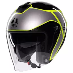 AGV Irides Davao E2206 open face helmet Black / Grey / Yellow fluo