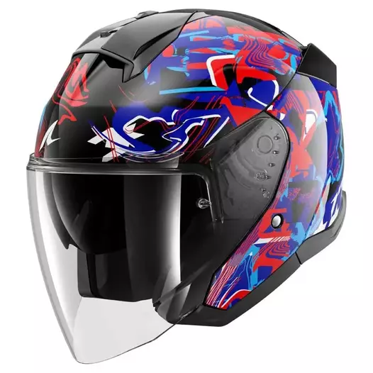 SHARK Skwal Jet Pranz open face helmet Black / Blue / Red