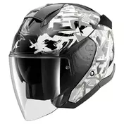 SHARK Skwal Jet Pranz open face helmet black / white / gold