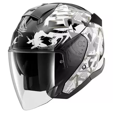 SHARK Skwal Jet Pranz open face helmet black / white / gold