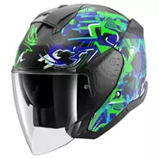 SHARK Skwal Jet Pranz open face helmet Black / Green / Blue