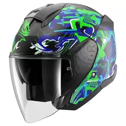 SHARK Skwal Jet Pranz open face helmet Black / Green / Blue