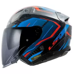 LS2 OF603 Infinity II Carbon Urus open face helmet Красно-синий (размер: xs)